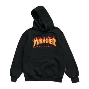 THRASHER MAGAZINE HOODIE MEDIUM M MENS FLAMES LOGO SWEATSHIRT PULLOVER SKATER